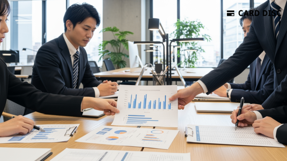 ファクタリングは短期借入金か?経理処理解説をテーマにしたビジネスシーン。現代日本のオフィスで金融文書を議論する様子を描写。