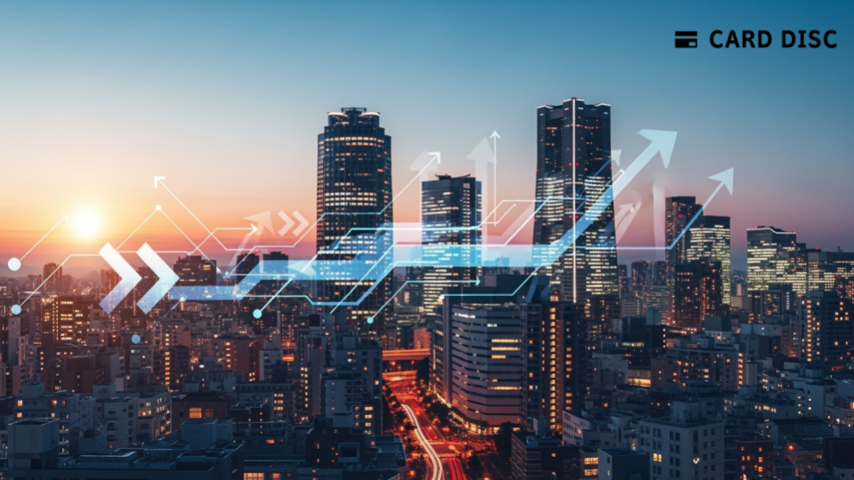 Quantum Solutions、AI事業強化へ260億円超調達に関する記事のアイキャッチ画像。日本の都市の風景に抽象的な形があり、技術革新を感じさせる。