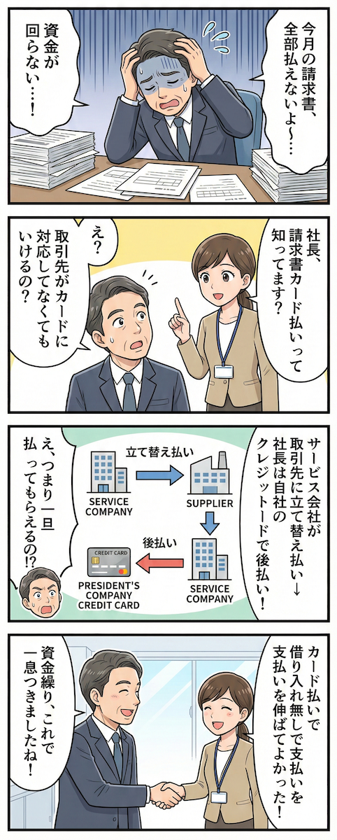 請求書カード払いの仕組み　漫画でわかりやすく